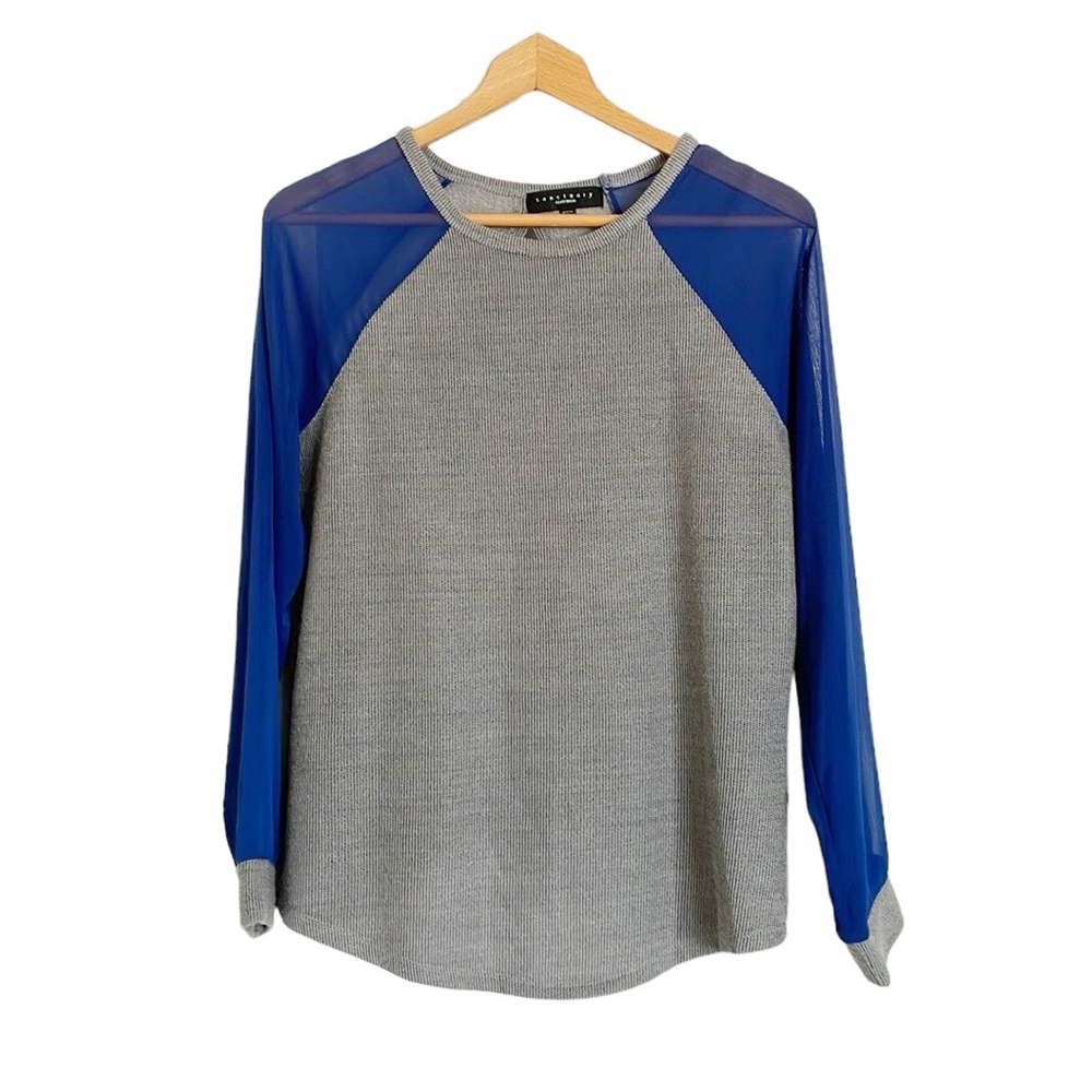 Sanctuary Sheer Mesh Long Sleeve Cut-out open back wool blend top size M